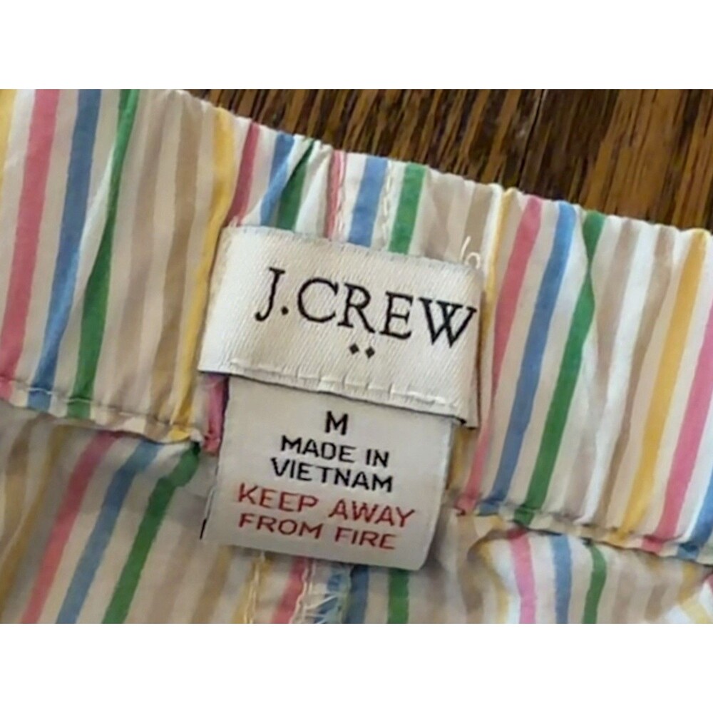 J.Crew Womens‎ 100% Cotton Pajama Shorts Boxer Elastic Waist Rainbow Stripe Sz M - Picture 3 of 9